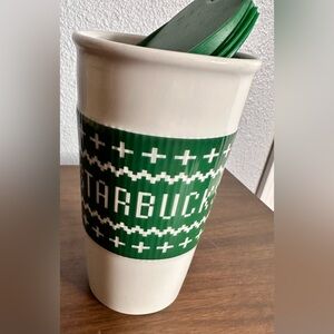 Starbucks Green and White Ceramic Tumbler